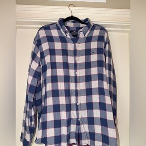 Vineyard Vines Navy, White & Pink Plaid Button-Down Shirt